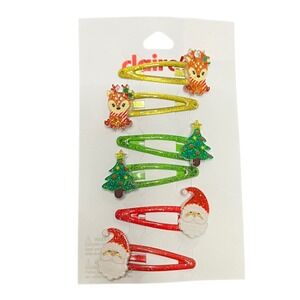 Claire's Christmas Hair Clips‎ Snap Santa Reindeer Christmas Tree